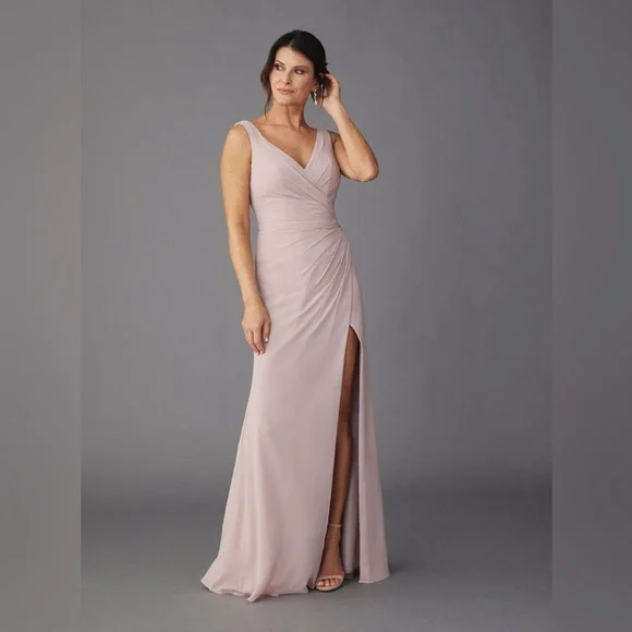 Lazaro Dresses | Lazaro 32329 Lou V-Neck Chiffon Gown | Color: Pink | Size: 14 | Edr5611's Closet